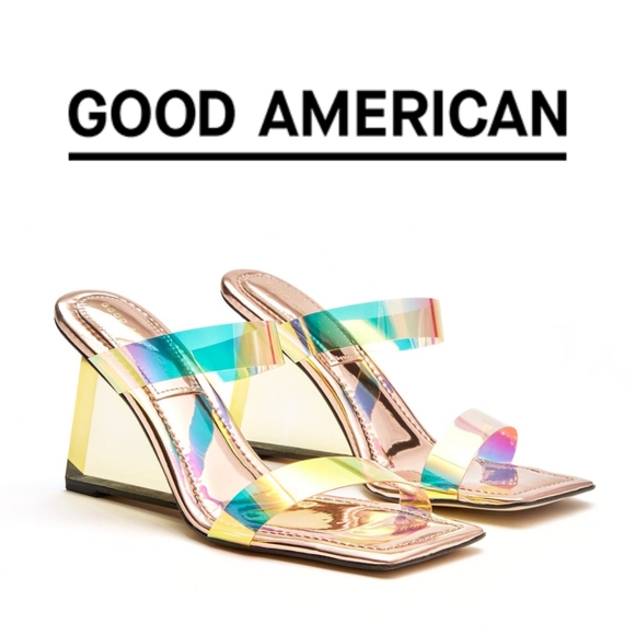 New! GOOD AMERICAN - CINDER-F*CKING-RELLA WEDGE - Rainbow001 - Size 10 - Picture 3 of 6